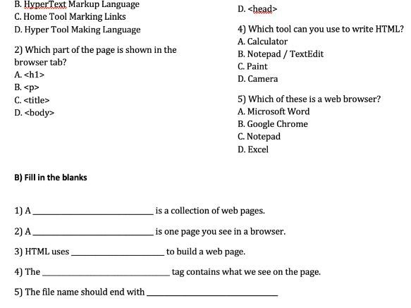 HTML Basics Notes and Worksheet (Beginner Friendly)