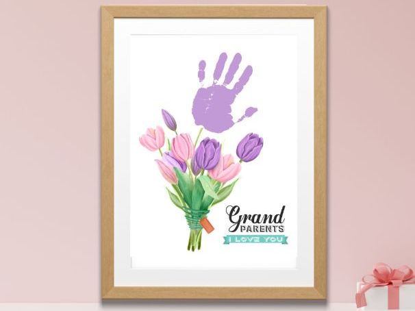 Grandparents Day Handprint Flower Craft | Printable Grandparents Keepsake