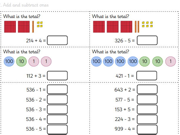 Add and Subtract Ones Worksheet