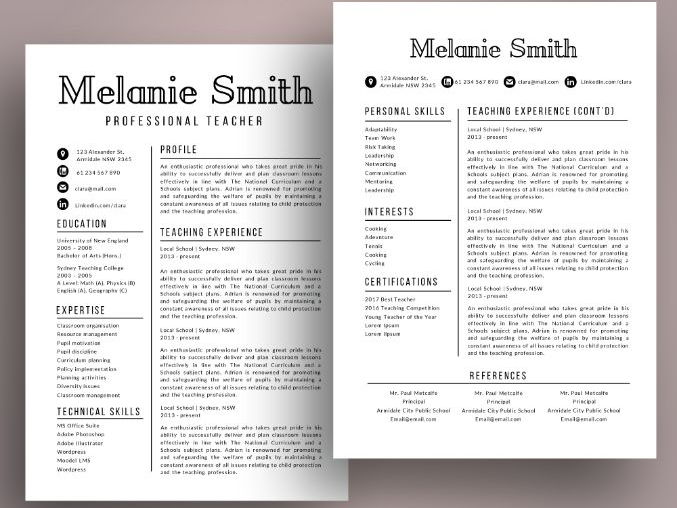 Modern teacher resume cv template for MS PowerPoint (pptx)