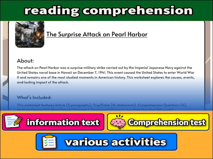 The Surprise Attack on Pearl Harbor - Comprehension 91����t & Activities