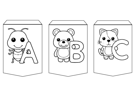 Colour Your Own Alphabet Bunting - Cute Animal Themed