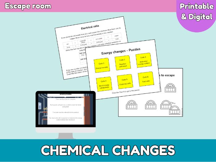 GCSE Chemistry Energy Changes Escape Room | Exothermic & Endothermic | Unit 7 Revision Activity