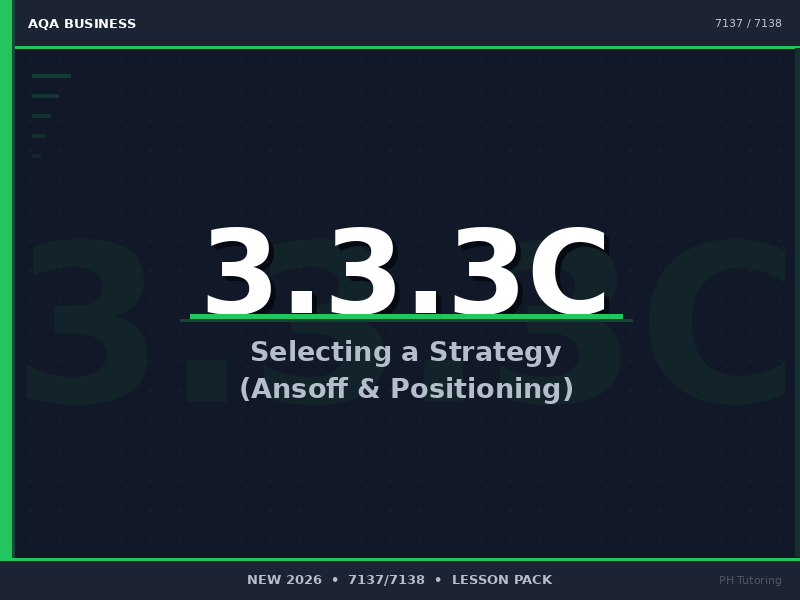 NEW 2026 AQA AS & A-Level Business 7137/7138 – 3.3.3C Selecting a Strategy – LESSON PACK