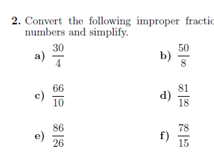 Improper fractions to mixed numbers worksheet (with ...