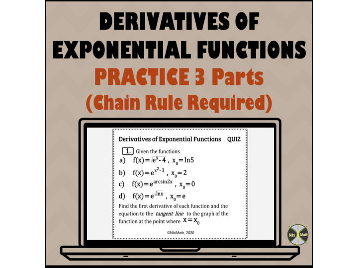 Derivatives of Exponential Functions - Practice of 3 tasks/Quiz of 3 parts