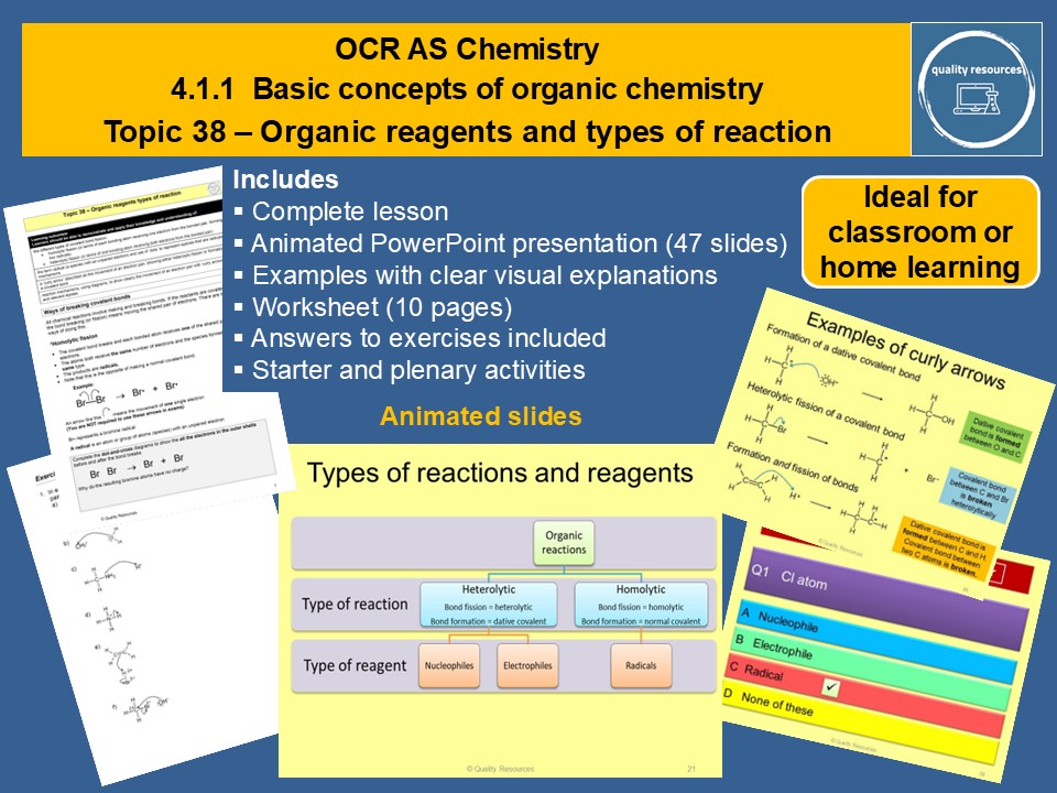 Organic reagents and types of reaction OCR AS Chemistry