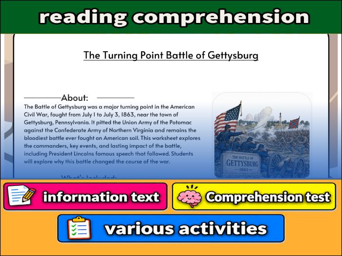 The Turning Point Battle of Gettysburg   & Comprehension ����Vlogt