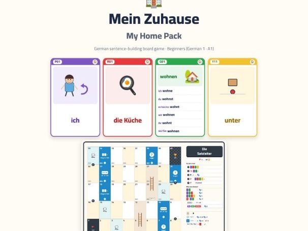 German My Home Sentence-Building Game