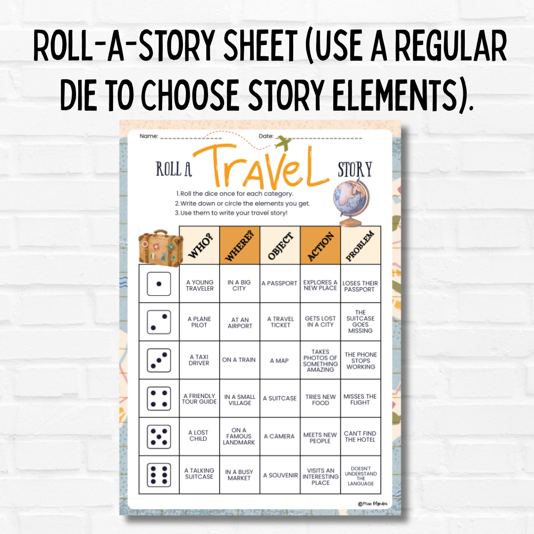 Roll a travel story – ESL Roll the Dice Speaking & Writing Activity ...