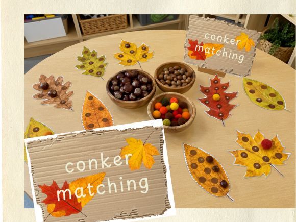 Conker Matching Leaves Printable EYFS