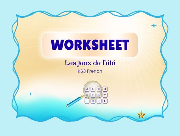 Jeux de l’été – Summer games – KS3 French worksheet