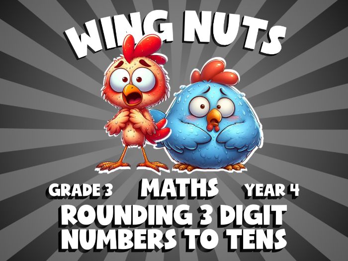 Rounding 3 Digit Numbers to Tens WING NUTS Maths Game | No-Prep Year 4 Review Activity
