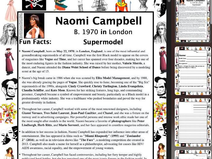 Naomi Campbell PACKET & ACTIVITIES, Important Historical Figures Series