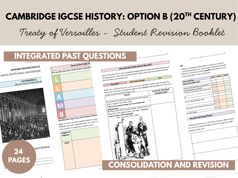 CIE Cambridge IGCSE HISTORY (0470) - Treaty of Versailles Student Revision Workbook