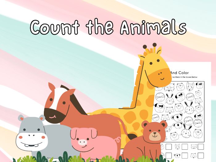 Count and Color the Animals | Numbers 1–5 | 5 Worksheets | Preschool Math (Ages 3–7)