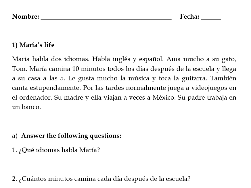 Spanish Reading Present Tense -AR verbs | Editable