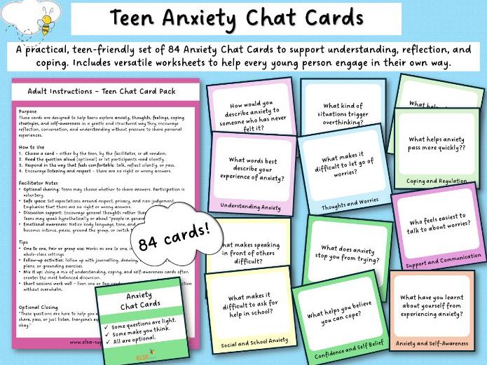 Teen anxiety chat cards