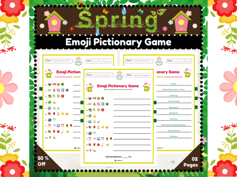 Spring Emoji Pictionary Game: Fun and Educational Spring Themed Activity