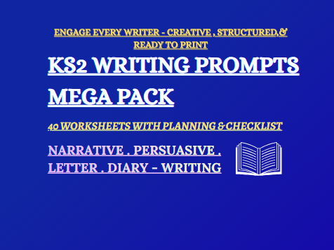 KS2 Writing Prompts Mega Pack – 40 Worksheets with Planning Sheets & Checklists
