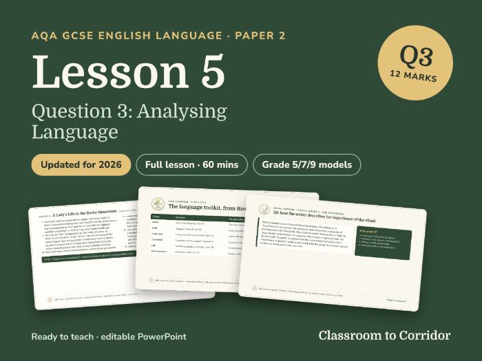 AQA GCSE English Language Paper 2 Lesson 5: Question 3, Analysing Language (Updated for 2026)
