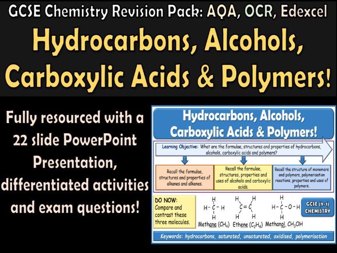 Hydrocarbons, Alcohols, Carboxylic Acids & Polymers GCSE Chemistry Revision Bundle