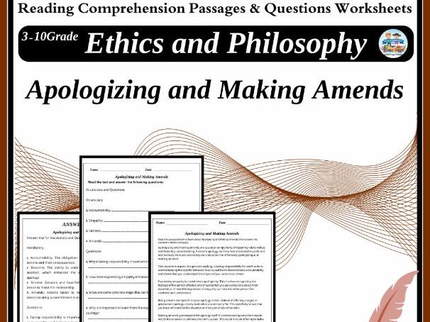 Apologizing and Making Amends Reading Comprehension Worksheet