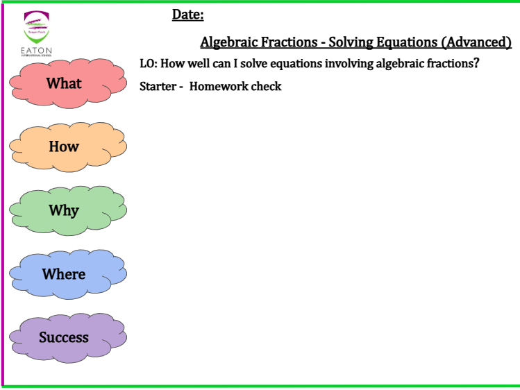 Algebraic Fractions - Solving (Advanced/Quadratics)