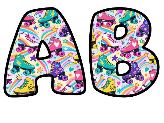 Retro Roller Skates Bubble Letters | PE and Sports Bulletin Board Letters | Classroom Display Pack
