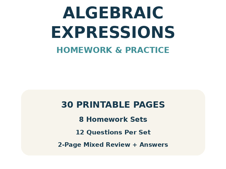 Algebraic Expressions Homework & Answers