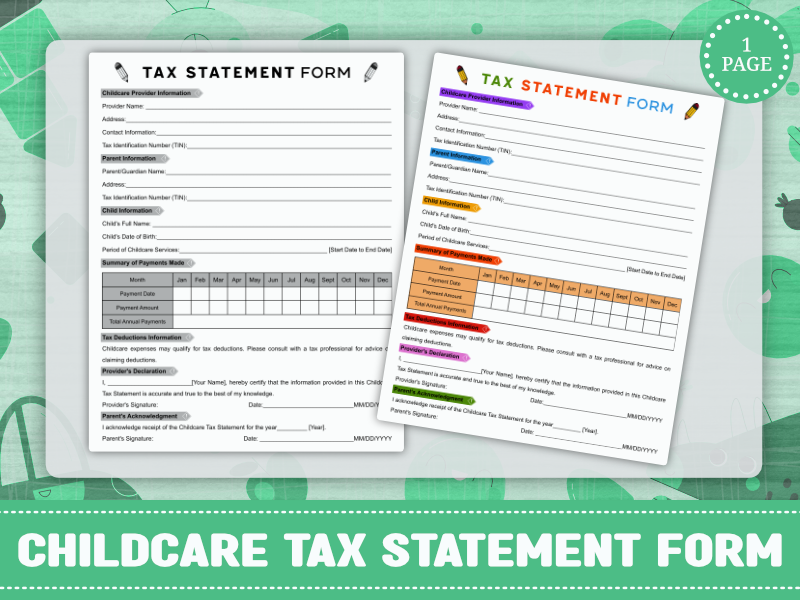 Childcare Tax Statement Form
