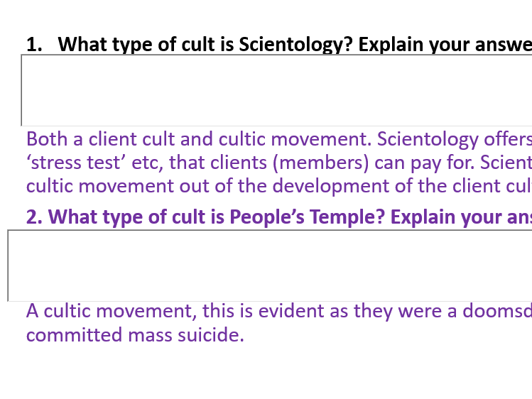 AQA Sociology religious organisation and movements