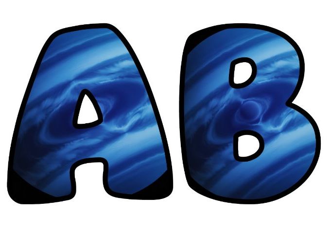 Neptune Blue Planet Space Classroom Display | Lettering Set | Upper & Lowercase, 0-9 and Signs