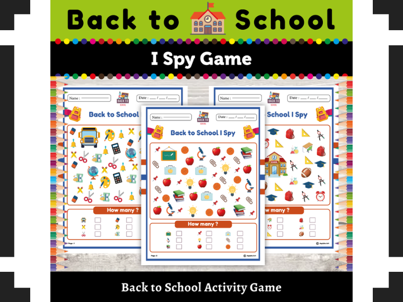Back to School I Spy Game for Kids : Find and Count with Fun