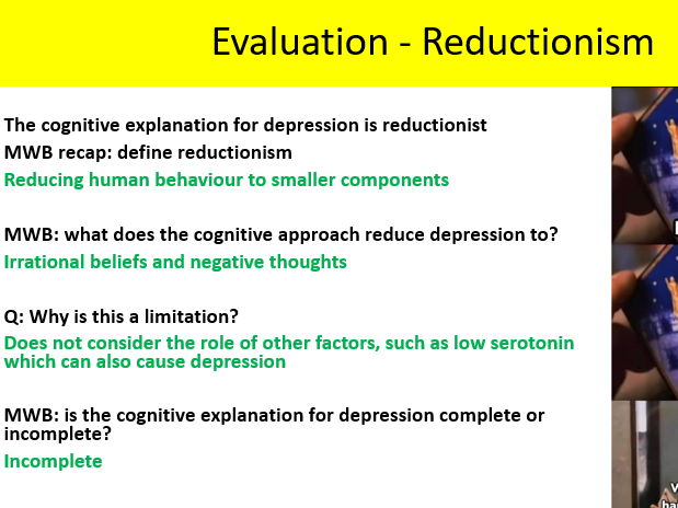 2025 spec AQA Psychology Depression explanation