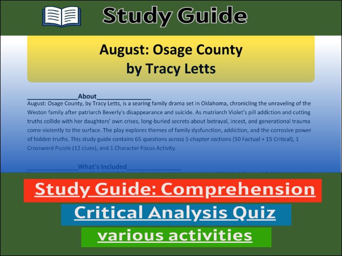 August: Osage County, study guide & Activities
