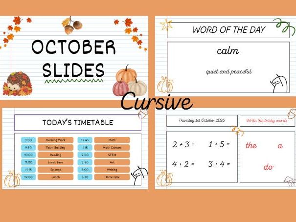 Year 1 October morning work- cursive version