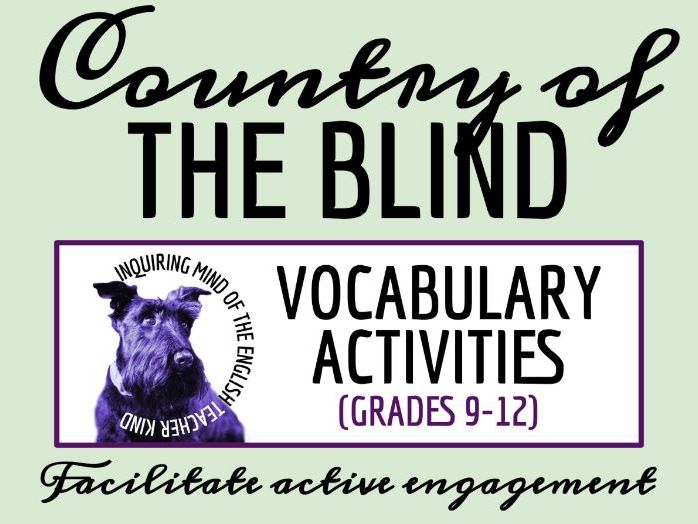 "The Country of the Blind" by H. G. Wells Vocabulary Activities | Word Search | Crossword Puzzle