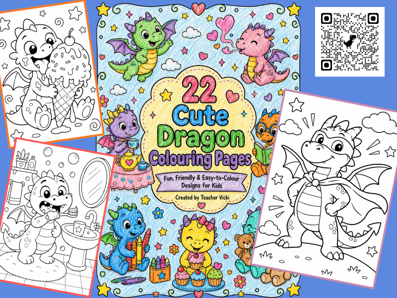 Cute Dragon Coloring Pages for Kids | 22 Dragon Colouring Sheets | Preschool & Kindergarten