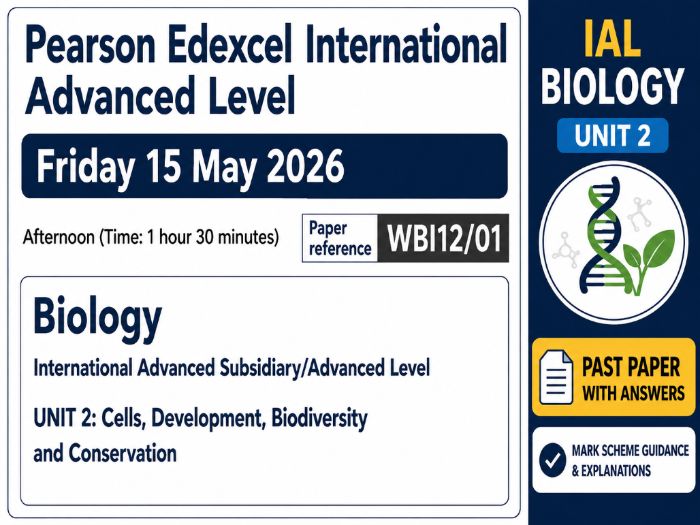 Pearson Edexcel International Advanced Level Biology Unit 2 – Past Paper with Answers & Guidance