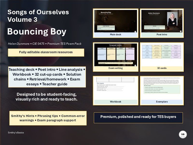 Bouncing Boy – Helen Dunmore | Cambridge IGCSE 0475/0992 Complete Teaching Pack | 2028–30