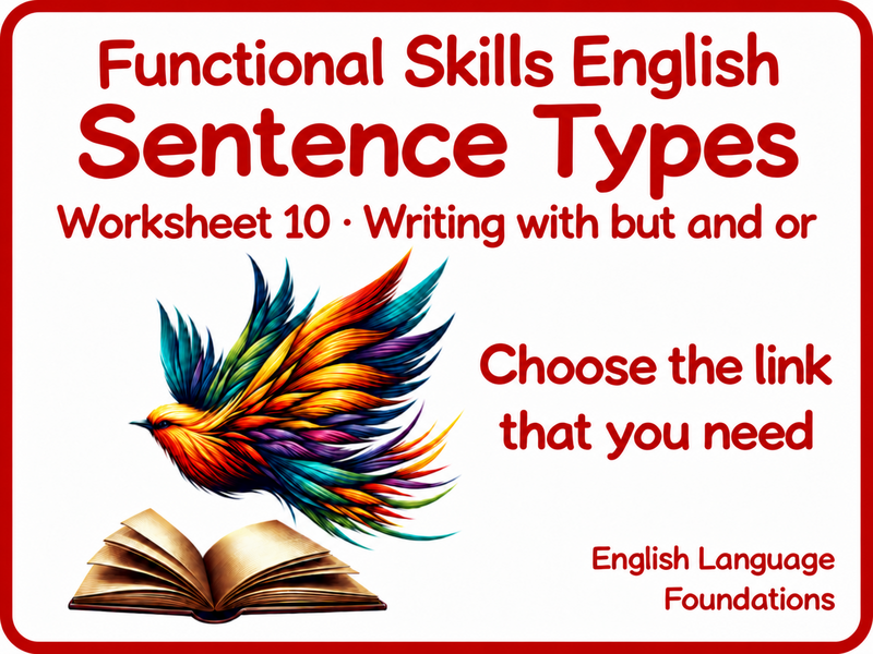 Writing Compound Sentences with But and Or | Functional Skills English Worksheet Pack