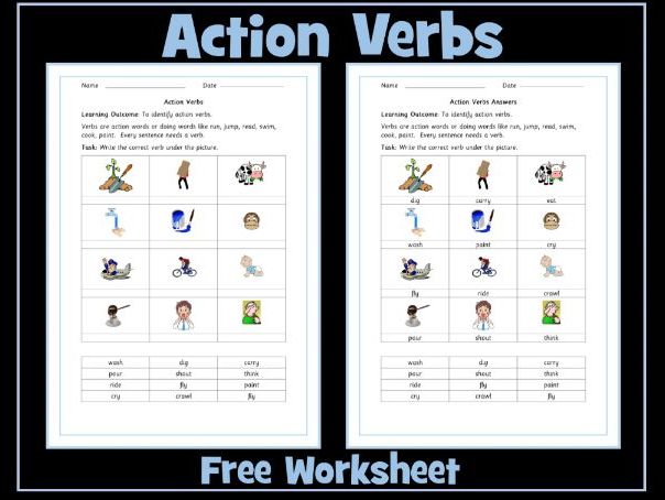 action verbs worksheet by krazikas teaching resources