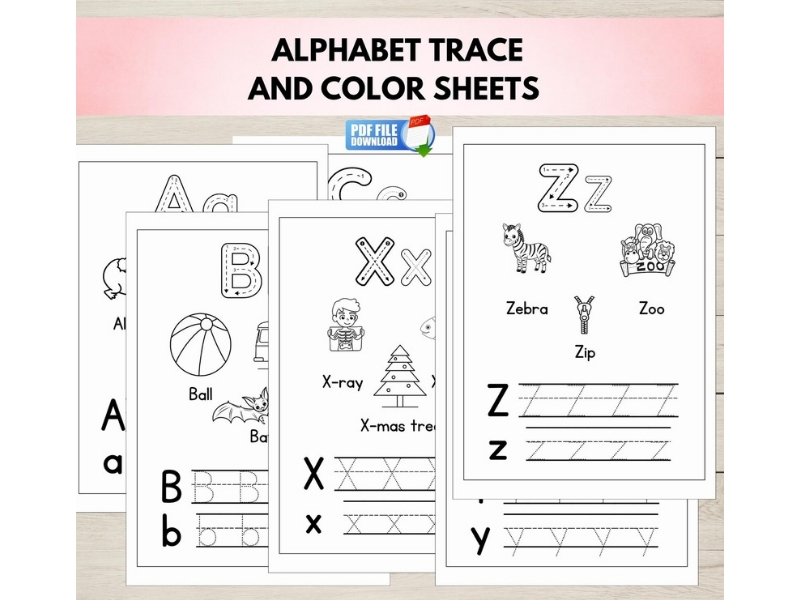 FREE Alphabet Letter Tracing Worksheets, ABC Phonics & Colouring