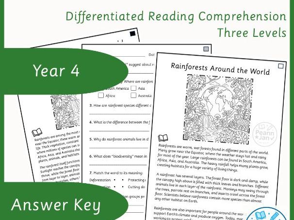 Year 4 Reading Comprehension - Rainforests Around the World