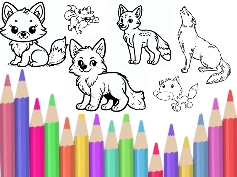 Coyote Art & Craft Printable Pack and Cut, Color, and Glue Activity for Kids 11-Pages