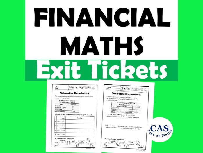 Financial Maths: Calculating Commission Exit Tickets KS3- KS4