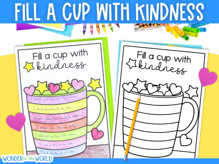 Fill a cup with kindness activity KS1 KS2 week of kindness with worksheets certificates
