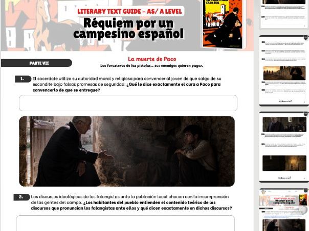 AS/A Level Spanish Guided Reading Worksheet: Réquiem por un campesino español (Parte VII)