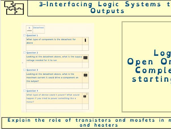 GCSE Electronics – Interfacing Digital and Analogue L3 (Schmitt Inverters, Transistors & MOSFE